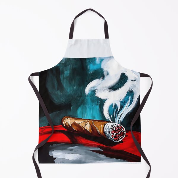 Item preview, Abstract Cigar with Intricate Swirling Smoke Against Dramatic Backdrop of Deep Blues and Vibrant Reds AI Generated Art designed and sold by OlfactoART Studio.
