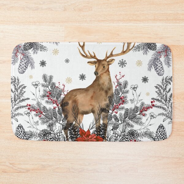 Item preview, Beautiful deer/ stag christmas floral art designed and sold by HICmerchandise.
