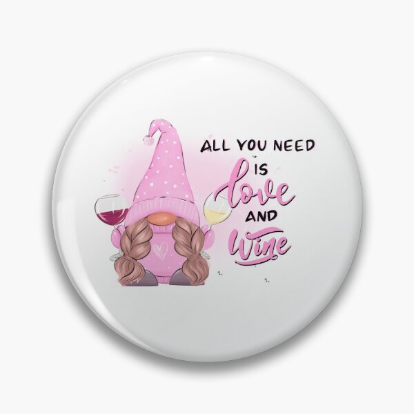 Item preview, All you need is love and wine, Cute pink gnome with wine glasses designed and sold by anhelinaart.