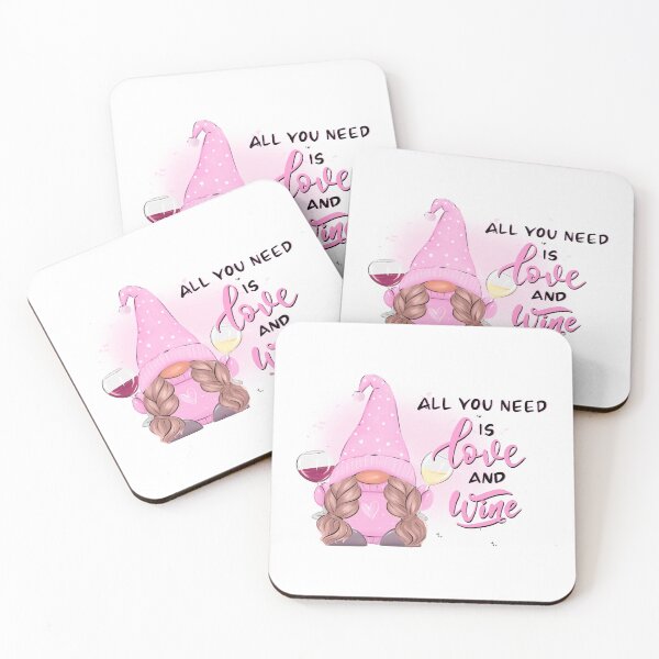 Item preview, All you need is love and wine, Cute pink gnome with wine glasses designed and sold by anhelinaart.