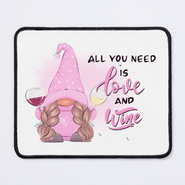 Item preview, All you need is love and wine, Cute pink gnome with wine glasses designed and sold by anhelinaart.
