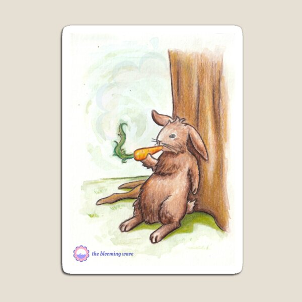 Item preview, Easter bunny with carrot (smoking/chilling) - Easter - postcard watercolor with cute animal motif - hand painted designed and sold by BloomingWave-.