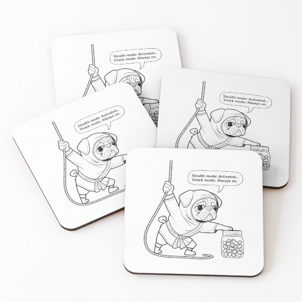 Item preview, Ninja pug in stealth mode snatching treats. | Cute pug ninja | Pug series designed and sold by pafkrusk.