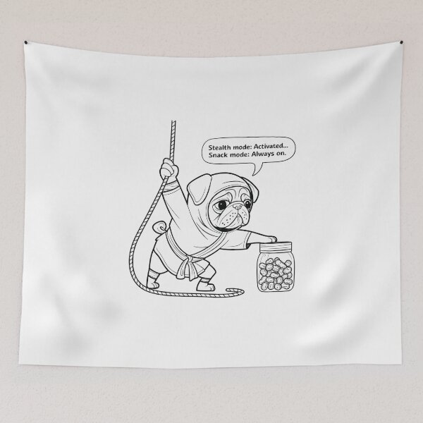 Item preview, Ninja pug in stealth mode snatching treats. | Cute pug ninja | Pug series designed and sold by pafkrusk.
