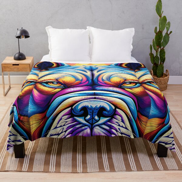 Item preview, colorful Bulldog Face abstract art designed and sold by Best-Art-Design.