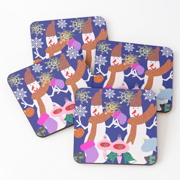 Item preview, Hand Drawn Snowmen Snowflakes Christmas Balls Glitter Snowflakes Christmas Design designed and sold by Victoria Rose.