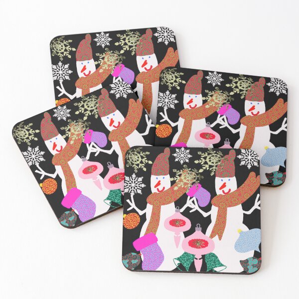Item preview, Hand Drawn Snowmen Snowflakes Christmas Balls Glitter Snowflakes Christmas Design designed and sold by Victoria Rose.