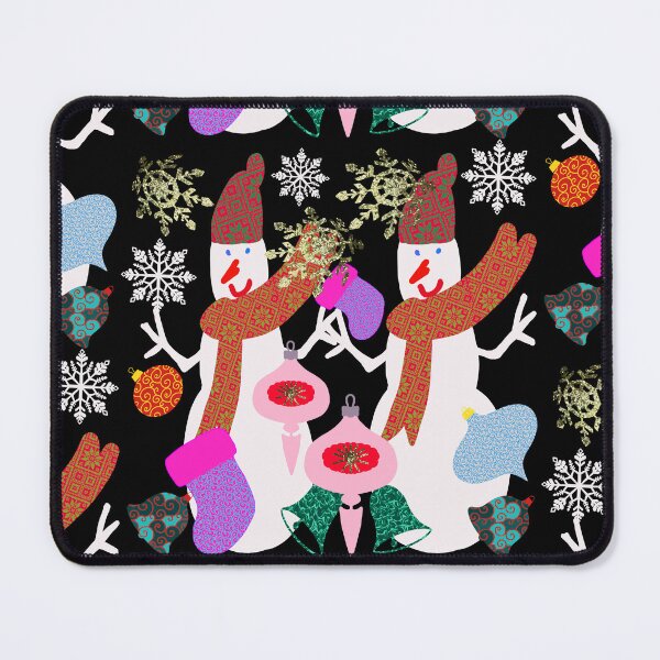 Item preview, Hand Drawn Snowmen Snowflakes Christmas Balls Glitter Snowflakes Christmas Design designed and sold by Victoria Rose.