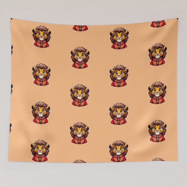 Item preview, The Stylish Lion in a Red Patterned Shirt designed and sold by nada-art.