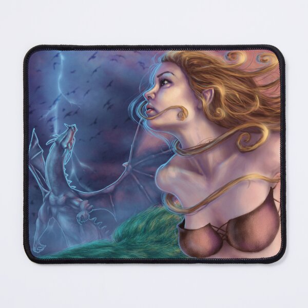 Item preview, Skies of Fire - Warrior Woman with Dragon designed and sold by Tiffany Toland-Scott.