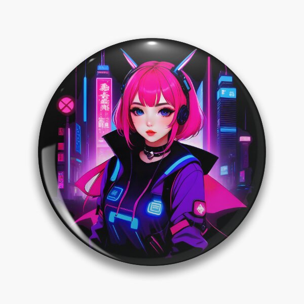 Item preview, Girl Gamer Anime E-Girl and Retrofuturistic City - Pink Hair designed and sold by Beachy.