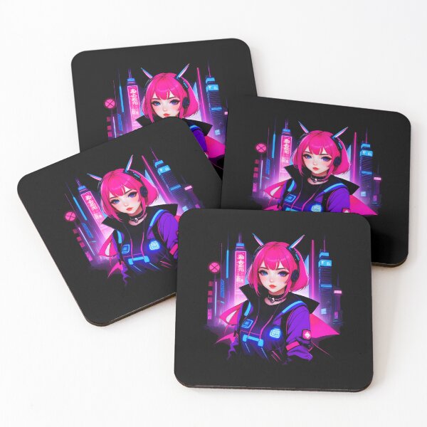 Item preview, Girl Gamer Anime E-Girl and Retrofuturistic City - Pink Hair designed and sold by Beachy.