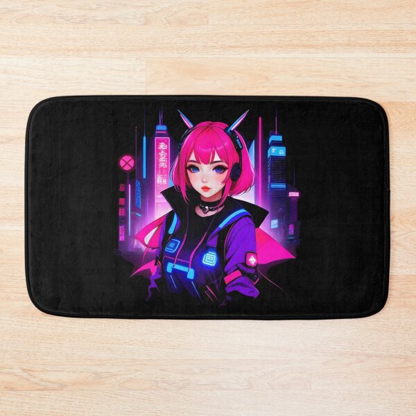 Item preview, Girl Gamer Anime E-Girl and Retrofuturistic City - Pink Hair designed and sold by Beachy.