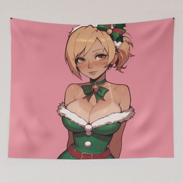 Item preview, Anime Gamer Girl in Christmas Santa Outfit designed and sold by WaifuBrowser.