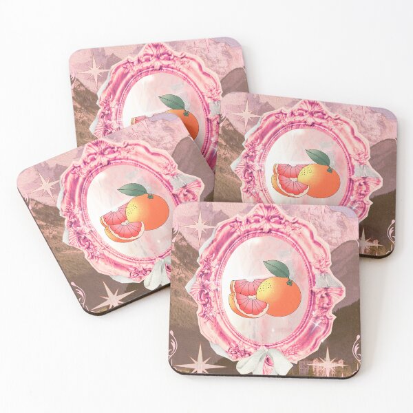 Item preview, Pink Vintage Mirror with Sliced Grapefruit designed and sold by bowsbotanicals.