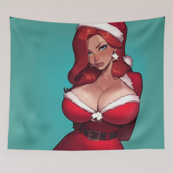 Item preview, Anime Gamer Girl in Christmas Santa Outfit designed and sold by WaifuBrowser.
