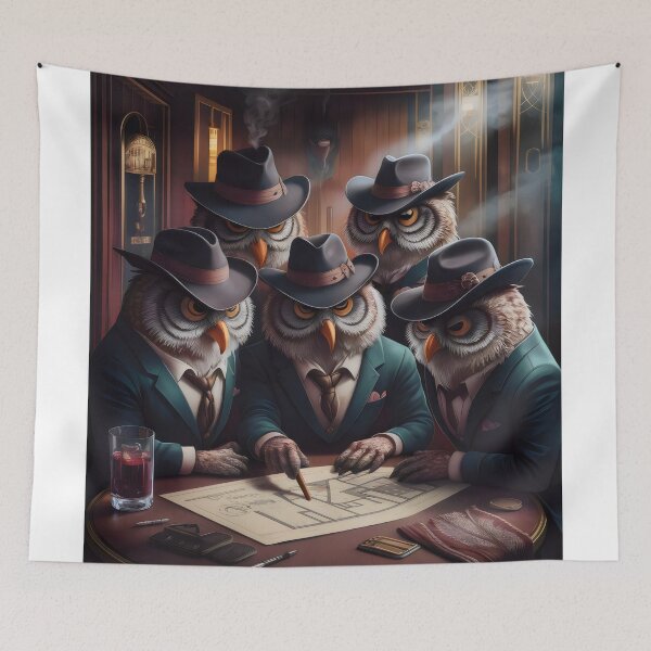 Item preview, Evening meeting of owls. designed and sold by MyHappyArtShop.