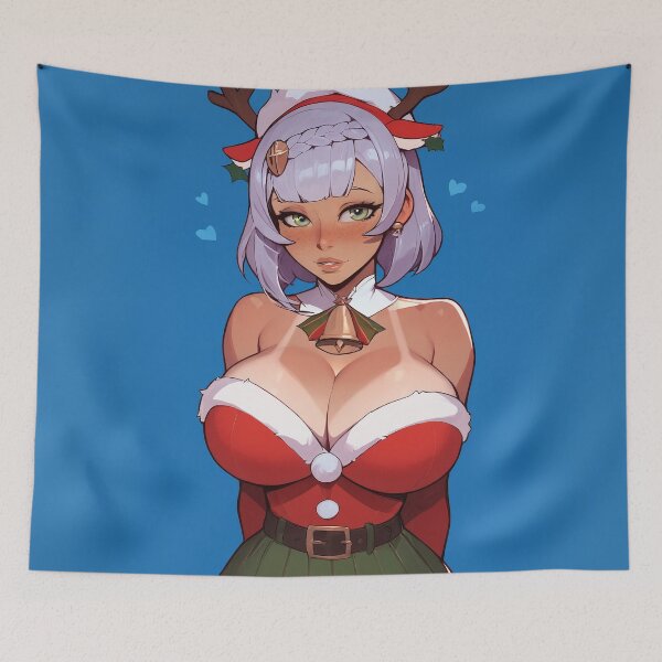 Item preview, Anime Gamer Girl in Christmas Santa Outfit designed and sold by WaifuBrowser.