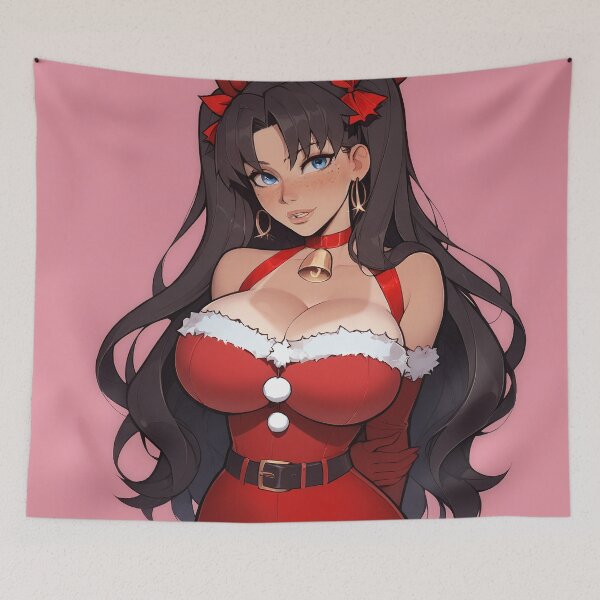 Item preview, Anime Gamer Girl in Christmas Santa Outfit designed and sold by WaifuBrowser.