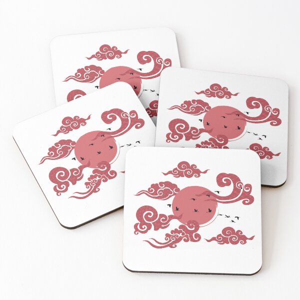 Item preview, Japanese Red Clouds, Japan, Cranes Japanese Art designed and sold by StilePazzia.