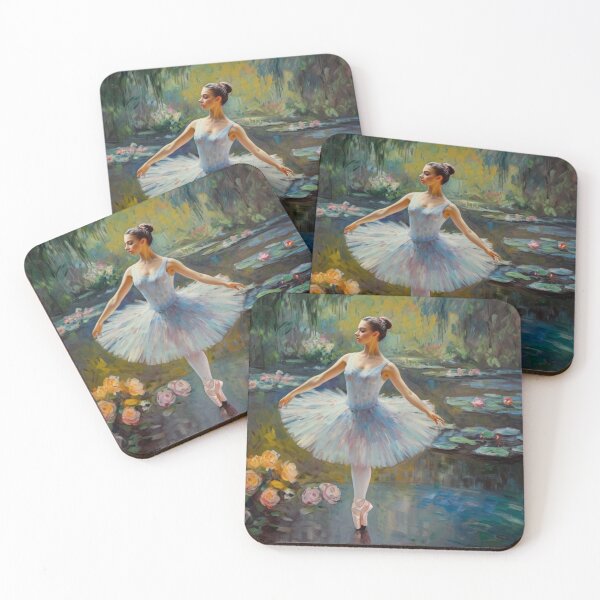Item preview, Beautiful expressionistic artwork of a Ballerina and flower - After Monet designed and sold by Vintage Designs +.