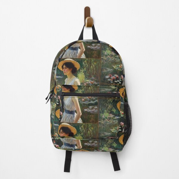 Item preview, Beautiful impressionistic artwork of a lady in a summer hat and flowers - After Monet designed and sold by Vintage Designs +.