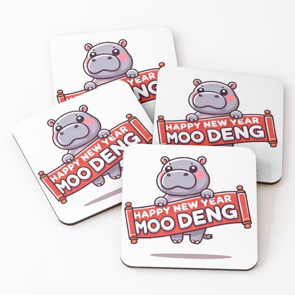 Item preview, Moo Deng Cute Hippo with New Year Banner designed and sold by Pattamo1.