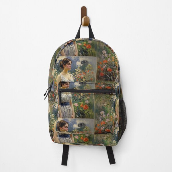 Item preview, Beautiful impressionistic artwork of a lady in a summer garden and flowers - After Monet designed and sold by Vintage Designs +.