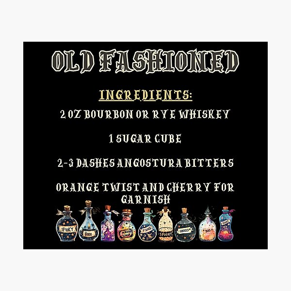 Item preview, Halloween Old Fashioned Recipe - Cocktail Art designed and sold by Kalangti.