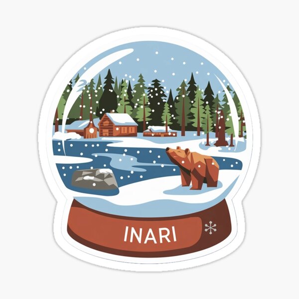 Item preview, Inari, Finland snow globe sticker designed and sold by BABA1655.