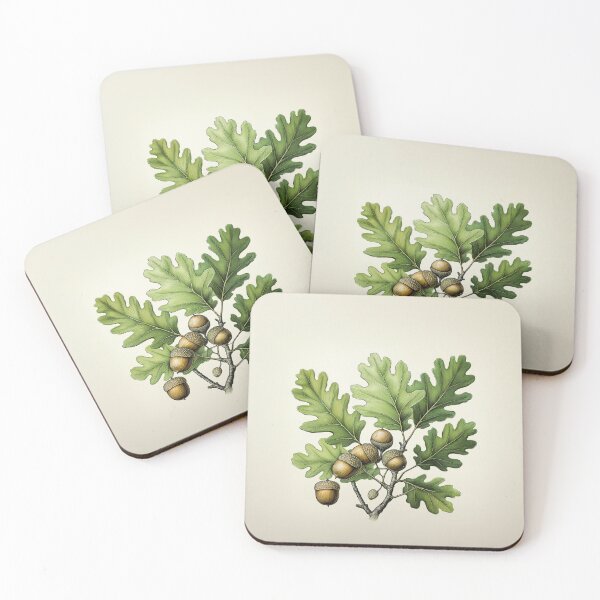 Item preview, an oak branch adorned Design with vibrant green leaves and mature acorns. designed and sold by HEMRO.