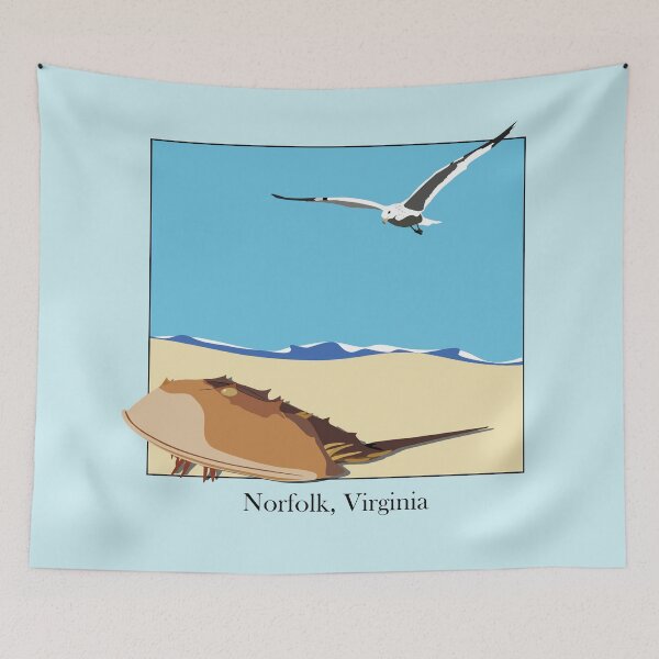 Item preview, Horseshoe Crab and Seagull Beach Design Norfolk, Virginia Baskerville designed and sold by laughingwillows.