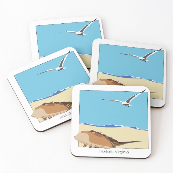 Item preview, Horseshoe Crab and Seagull Beach Design Norfolk, Virginia Century designed and sold by laughingwillows.