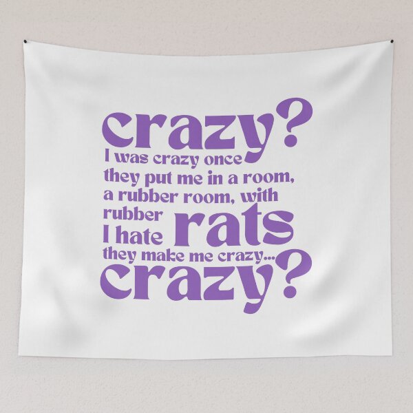 Item preview, Crazy I Was Crazy Once Classic Meme Vine Funny Gifts Purple White designed and sold by PientkaArt.