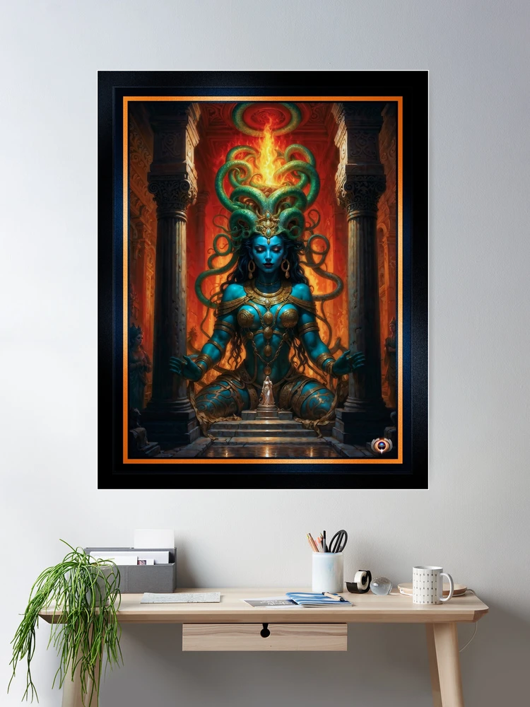 Divine Colossal Statue Of The Goddess Asishiesha In The Sacred Temple Awe-Inspiring AI Concept Art by Xzendor7 Wall Decor Poster Art Print