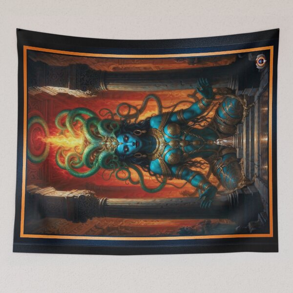 Item preview, Divine Colossal Statue Of The Goddess Asishiesha In The Sacred Temple Awe-Inspiring AI Concept Art by Xzendor7 designed and sold by Xzendor7 Digital Art Creations.