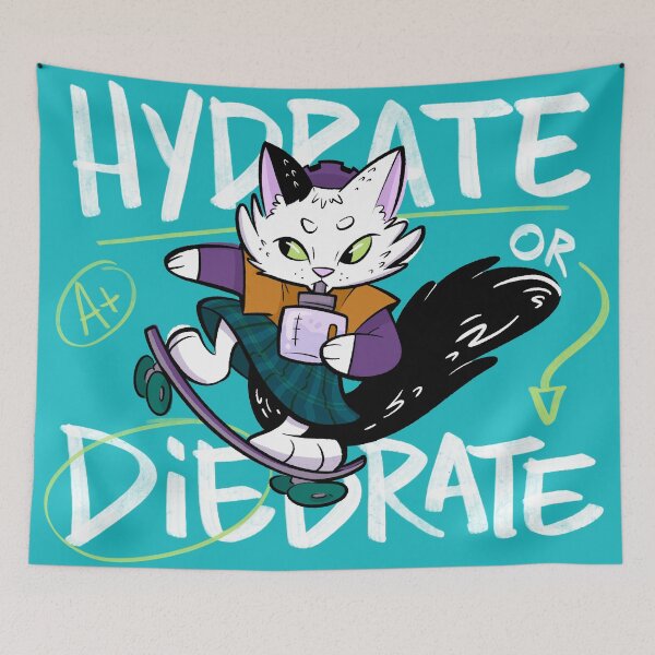 Item preview, Hydrate or Diedrate - Skateboarding Cat Zoomies designed and sold by jk.cartoons.