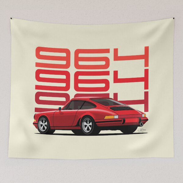 Item preview, Guards Red Porsche 911 964 illustration designed and sold by blackdogshop.