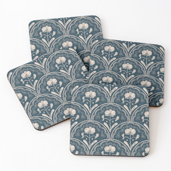 Item preview, Boho Whimsical Bathroom Tiles - Dark Blue  designed and sold by Anis Illustration.