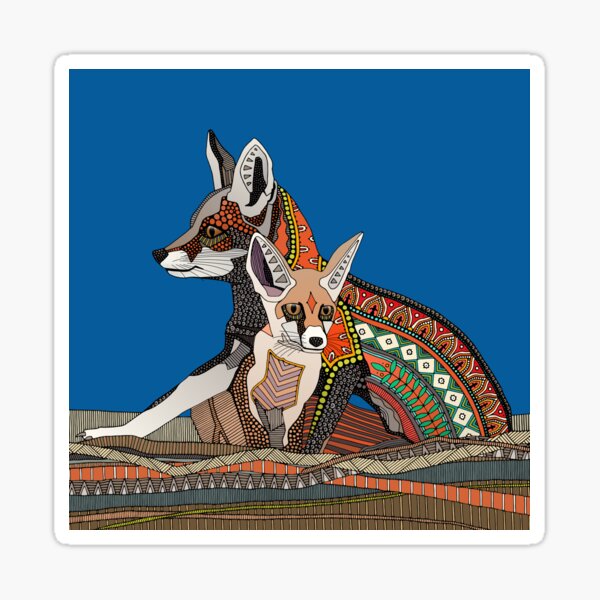 Item preview, Indian desert foxes cobalt designed and sold by scrummy.