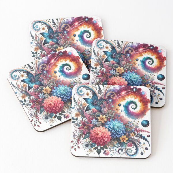 Item preview, Cosmic floral Artwork Flowers and Galaxies designed and sold by drbozzo.