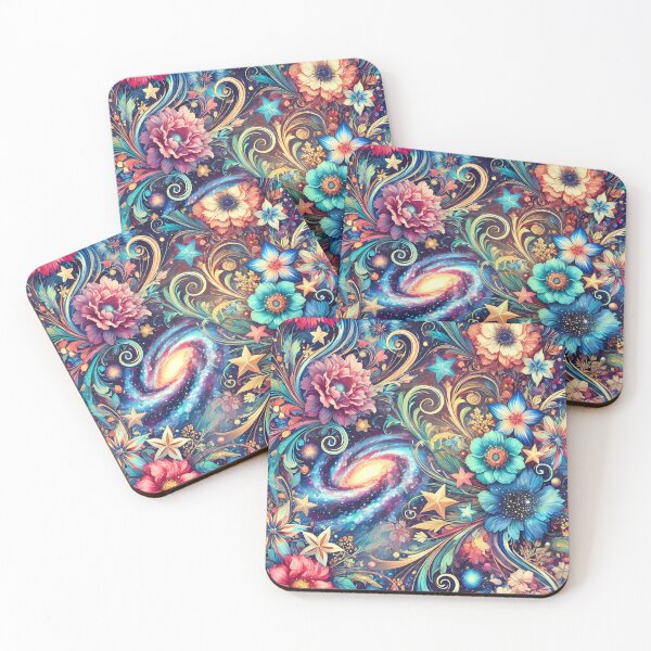 Item preview, Colorful Flower Pattern Cosmic Universe Floral Galaxies designed and sold by drbozzo.