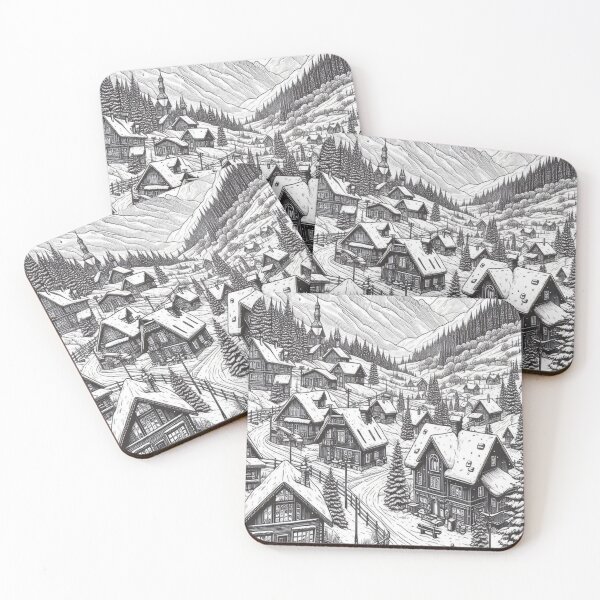 Item preview, Black & White Christmas Village designed and sold by Spike The Punch Design Co..