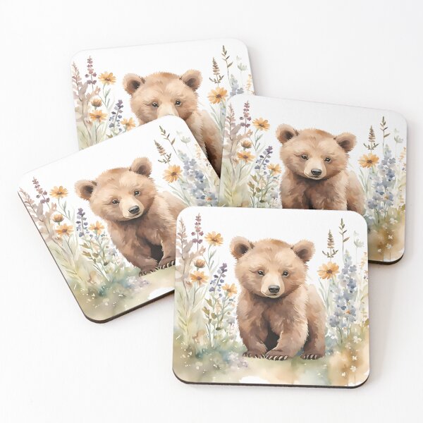 Item preview, Woodlands Brown Bear with Wildflowers designed and sold by Serene Lee Designs.