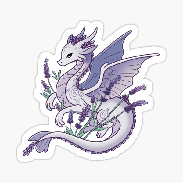 Lavender Flower Dragon Sticker