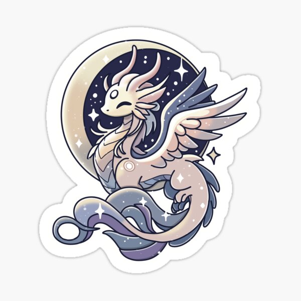 Celestial Moon Dragon with Stars Sticker