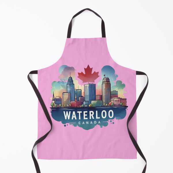 Aperçu de l'œuvre Autocollant minimaliste avec le paysage urbain de Waterloo au Canada – Joli paysage rétro en 3D, créée et vendue par PaintMeWorld.