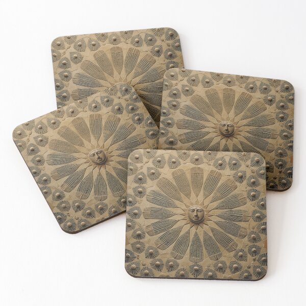Item preview, Stone relief with sun and leaves designed and sold by Girih.