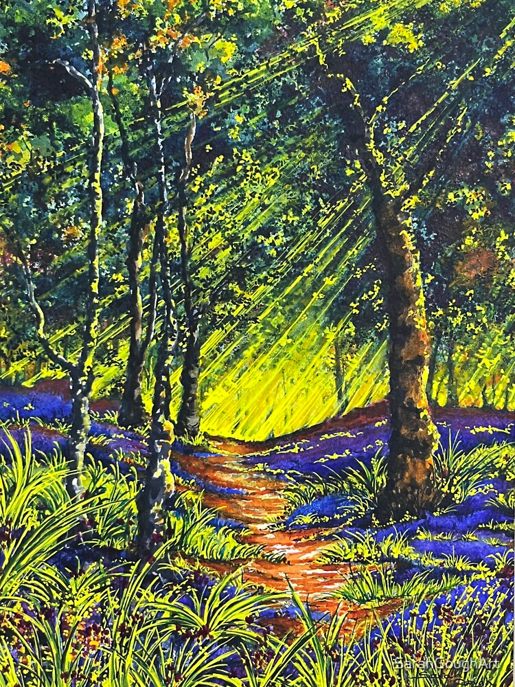 Thumbnail 3 of 3, Sticker, English Bluebell Woodland - Enchanting Spring Beauty designed and sold by SarahGoughArt.