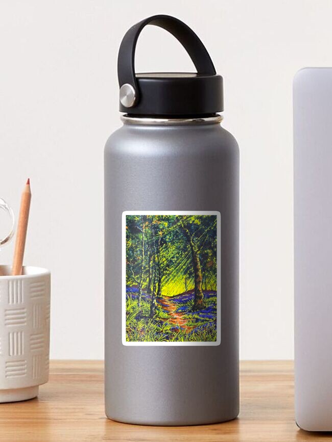 Thumbnail 1 of 3, Sticker, English Bluebell Woodland - Enchanting Spring Beauty designed and sold by SarahGoughArt.